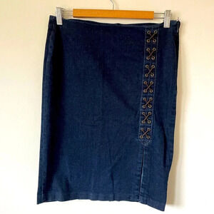 Ralph Lauren Y2K denim pencil skirt with lace up detail